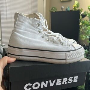 Converse white high top lift